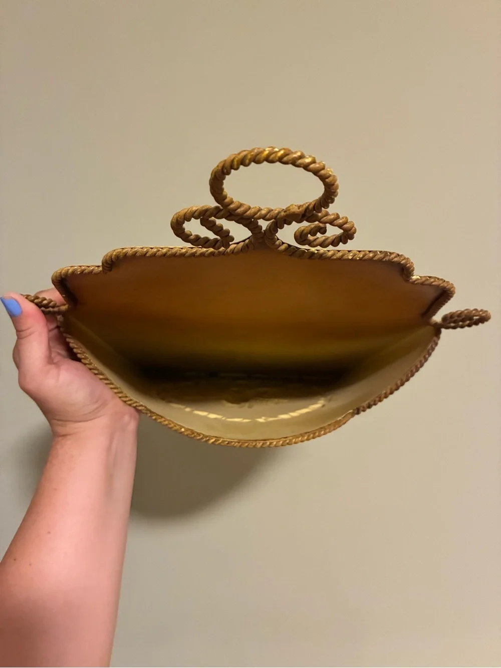 Southern Living At Home Tan Cherub Wall Pocket with Rope Trim